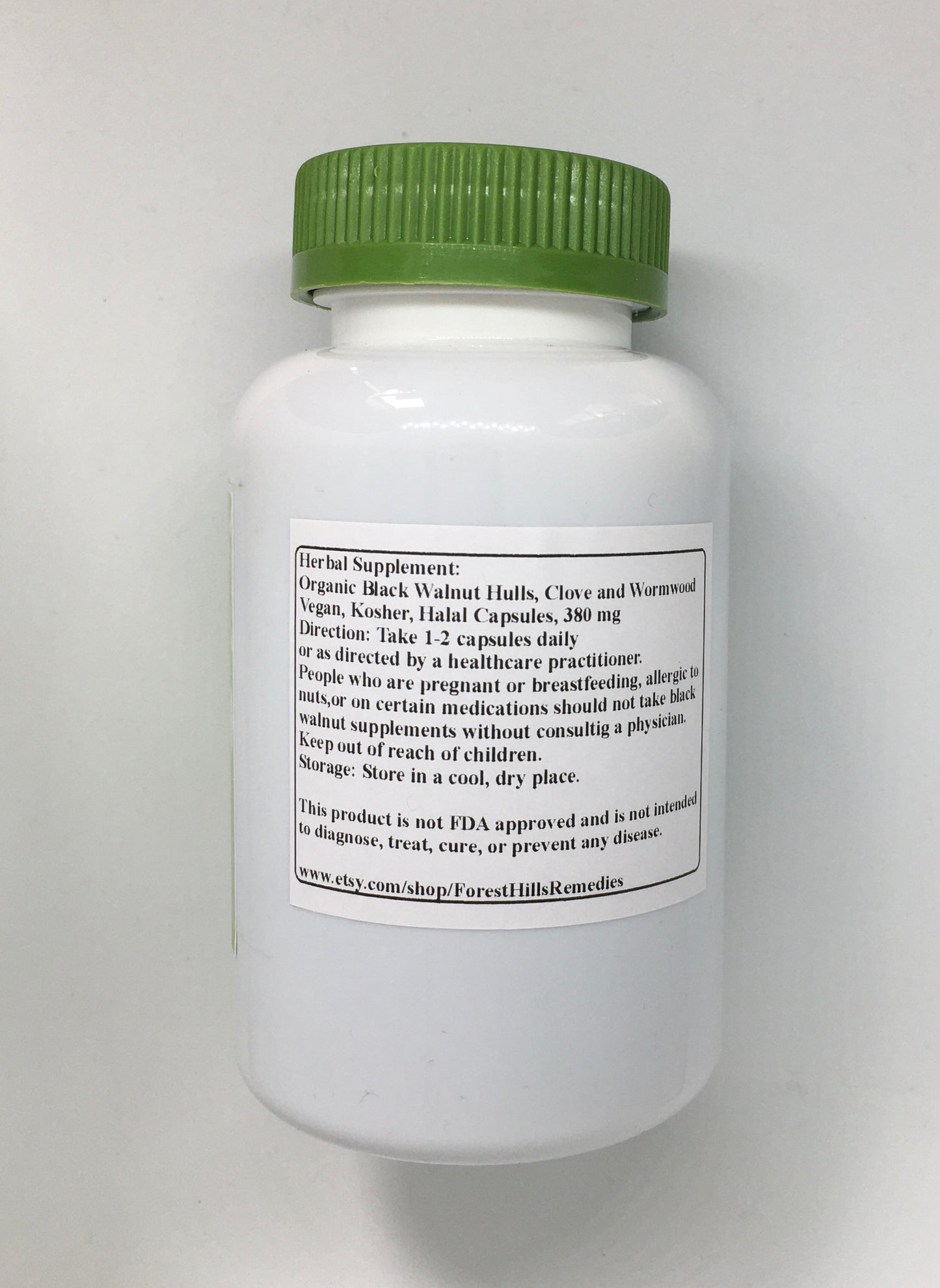 Clove, Wormwood and Black Walnut Hulls Vegan Capsules, Kosher, Halal, Organic Ingredients