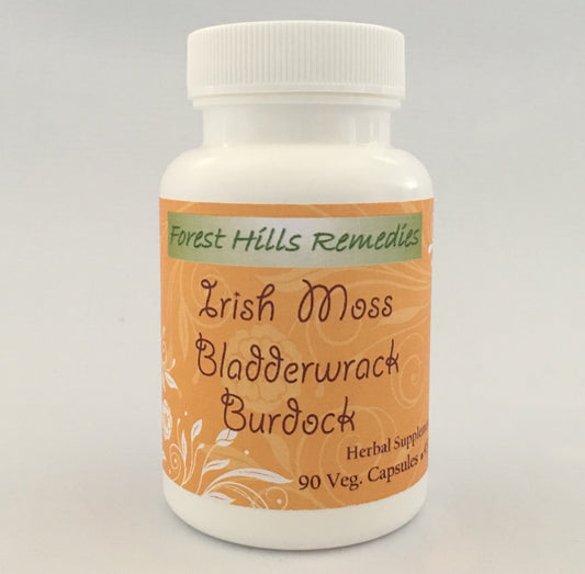 Bladderwrack, Irish Moss and Burdock Root Vegan Capsules, Kosher Halal, Organic Ingredients