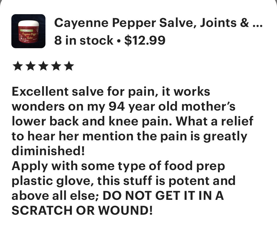 Cayenne Pepper Salve, Traditional Old Formula, Bye More & Salve, Wholesale available, Kosher, Halal, Veg Ingredients