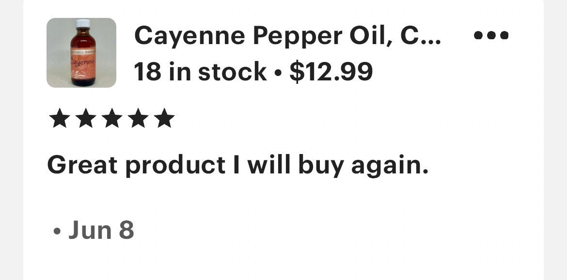 Cayenne Pepper Infused Oil, 130M HU Hotness, Made via Traditional Infusion Method, 2 and 4 oz bottles available, Kosher, Halal, Vegan